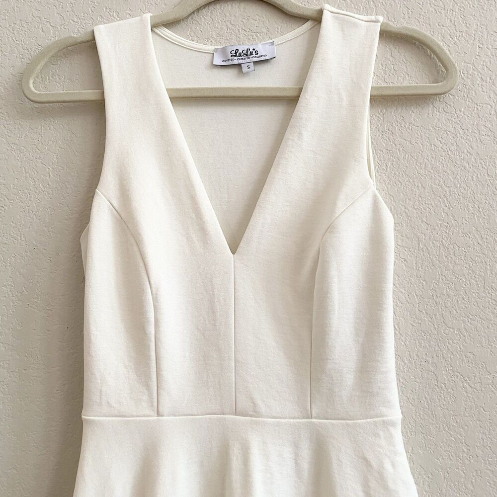 Lulus White Ivory Bon Appetit Skater Mini Dress Women's Lined Size S - Picture 3 of 11